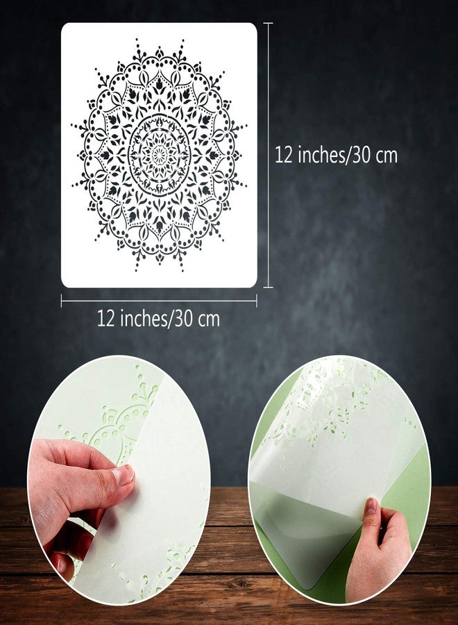 Zonon 12 Pieces 12 x 12 Inch Large Reusable Stencil Mandala Stencil Laser Cutting Painting Template for Floor Wall Tile Fabric Furniture Stencils Painting - Image 4